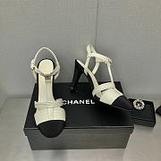 Chanel Lambskin & Grosgrain Black White Heel 10cm - 3