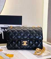 Chanel Flap Bag CF Camellia Lambskin Black Gold 20cm - 1