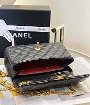 Chanel Flap Bag CF Camellia Lambskin Black Gold 20cm - 4