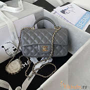 Chanel Top Handle Flap Bag Grey Light Gold 20x12x6cm - 1