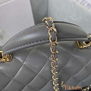 Chanel Top Handle Flap Bag Grey Light Gold 20x12x6cm - 5