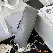 Chanel Top Handle Flap Bag Grey Light Gold 20x12x6cm - 4