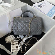 Chanel Top Handle Flap Bag Grey Light Gold 20x12x6cm - 3