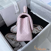 Chanel Top Handle Flap Bag Pink 20x12x6cm - 5