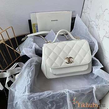 Chanel Business Affinity Bag Caviar White Gold 19x14x7cm