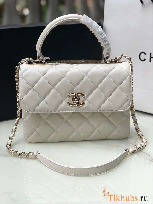 Chanel Trendy Handle Bag lambskin White Light Gold 25cm - 1