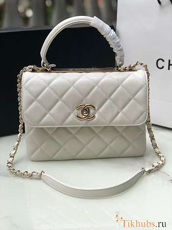 Chanel Trendy Handle Bag lambskin White Light Gold 25cm