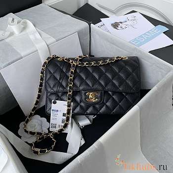 Chanel Flap Bag Black Cavier Gold Hardware 23cm