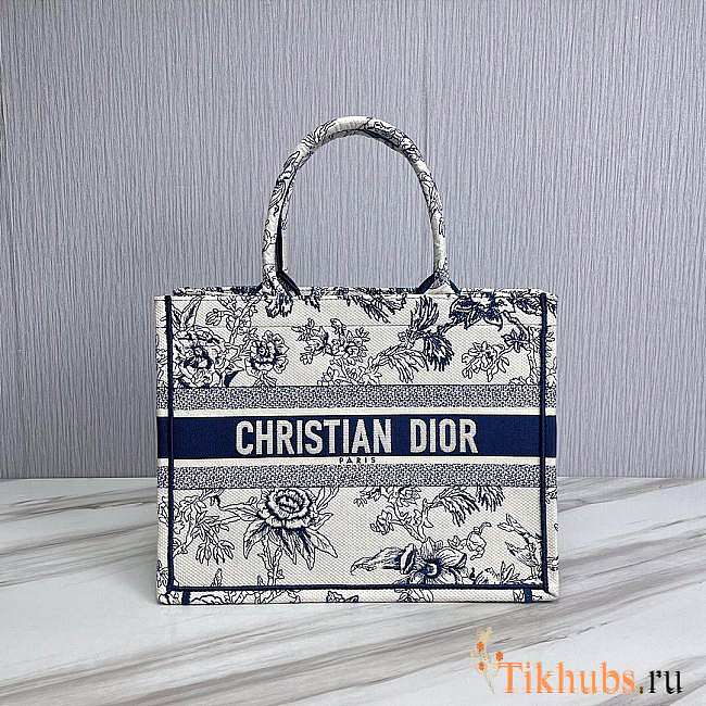 Dior Medium Book Tote Blue White 36.5cm - 1