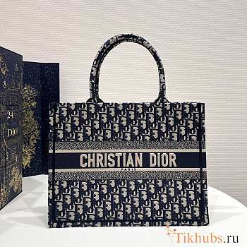 Dior Medium Book Tote Oblique Dark Blue 36.5cm