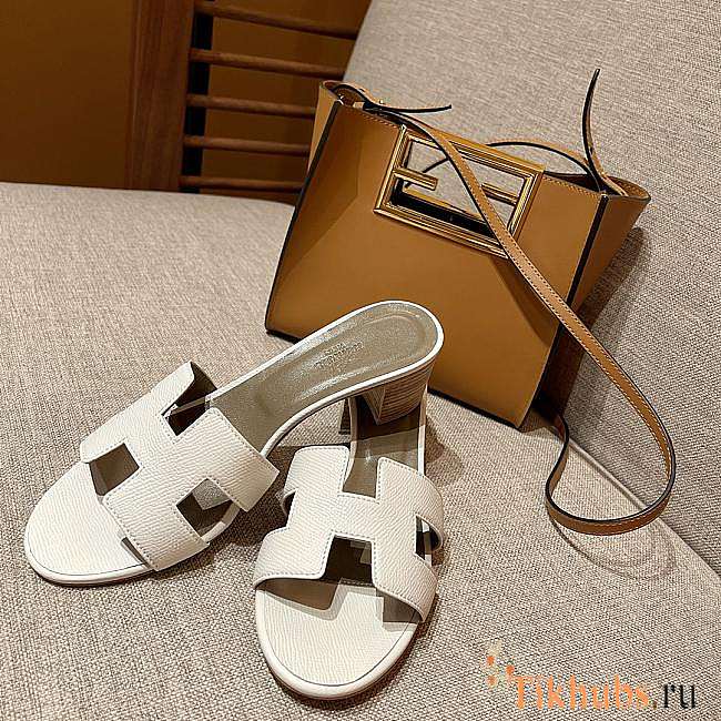 Hermes White Sandals Heel - 1