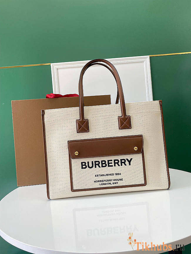 Burberry Medium Freya Tote Brown 40x16x30cm - 1