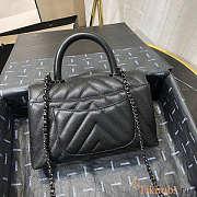 Chanel Coco Handle Chevron Black Cavier Black HW 23cm - 5