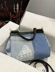 DG Medium Sicily Bag In Patchwork Denim 26x21x12cm - 5