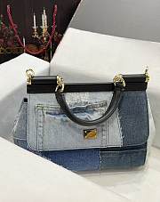 DG Medium Sicily Bag In Patchwork Denim 26x21x12cm - 4