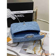 Chanel Mini Flap Bag Denim & Silver-Tone Metal Blue 19cm - 4