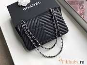 Chanel Medium Flap Bag Chevron Black Caviar Silver 25cm - 5