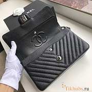 Chanel Medium Flap Bag Chevron Black Caviar Silver 25cm - 2