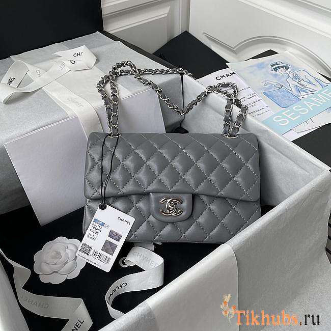 Chanel Flap Bag Lambskin Gray Silver 23cm - 1