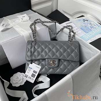 Chanel Flap Bag Lambskin Gray Silver 23cm