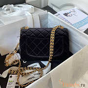 Chanel Small Flap Bag Black Gold Velvet 20.5x17x6.5cm - 4