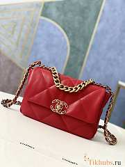 Chanel 19 Flap Bag Red Gold Lambskin 26cm - 1