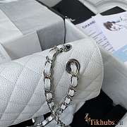 Chanel Medium Flap Bag White Caviar Siver Hardware 25cm - 3