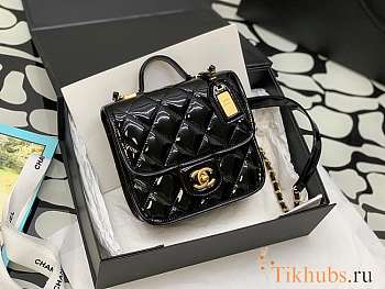 Chanel Mini Flap Bag Patent Black 17x20.5x6cm