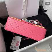 Chanel Classic Flap Bag Pink With Yellow 20cm  - 6