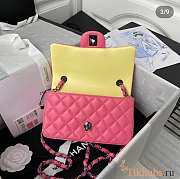 Chanel Classic Flap Bag Pink With Yellow 20cm  - 5