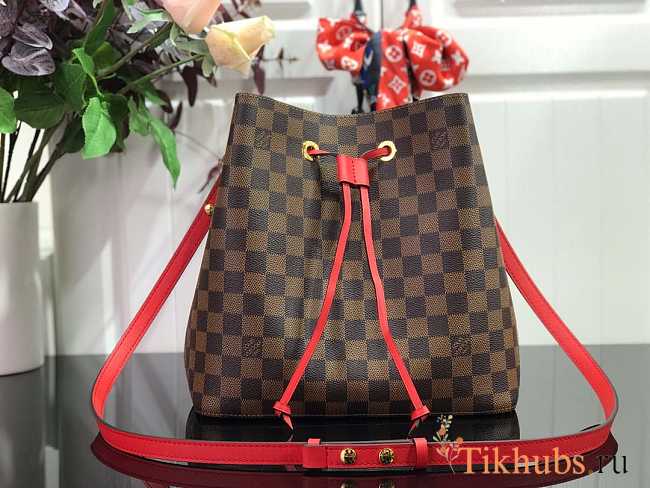 Louis Vuitton LV Neonoe MM Bag Damier Ebene Red 26 x 26 x 17.5 cm - 1