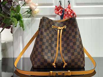 Louis Vuitton LV Neonoe MM Bag Damier Ebene Safran Yellow 26 x 26 x 17.5 cm