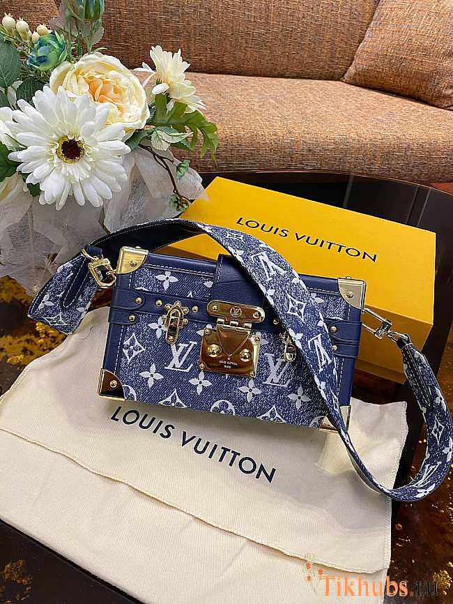 LV Petite Malle Denim Bag Blue M59717 20 x 12.5 x 5cm - 1