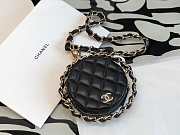 Chanel Small Round Bag Lambskin Black Gold 11×11×4cm - 5