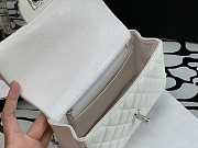 Chanel Mini Flap Bag Caviar Top Handle White Silver 20x13x9cm - 6