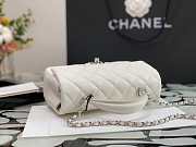 Chanel Mini Flap Bag Caviar Top Handle White Silver 20x13x9cm - 4