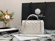 Chanel Mini Flap Bag Caviar Top Handle White Silver 20x13x9cm - 3