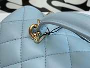 Chanel Flap Bag Lambskin Top Handle Blue Gold 20x13x9cm - 4