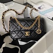 Chanel Flap Bag Coin Black Lambskin Gold 23.5x15x8cm - 1