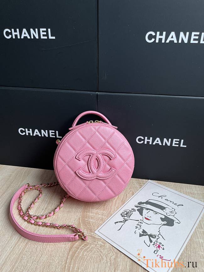 Chanel Small Vanity Case Caviar Gold Pink 16x16x6.5cm - 1