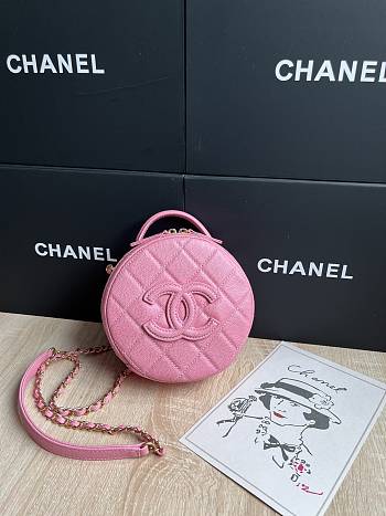 Chanel Small Vanity Case Caviar Gold Pink 16x16x6.5cm