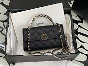 Chanel Flap Chain Bag Black Caviar Gold With Handle 18x10x4.5cm - 1