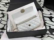 Chanel Flap Chain Bag White Caviar Gold With Handle 18x10x4.5cm - 6