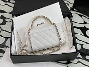 Chanel Flap Chain Bag White Caviar Gold With Handle 18x10x4.5cm - 5