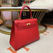 Hermes Gold Epsom Kelly 25 Gold Hardware Red 25x17x7cm - 5