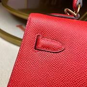 Hermes Gold Epsom Kelly 25 Gold Hardware Red 25x17x7cm - 3