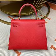 Hermes Gold Epsom Kelly 25 Gold Hardware Red 25x17x7cm - 2