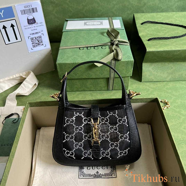 Gucci Crystal GG Lizard Jackie 1961 Mini Bag 19x13x3cm - 1