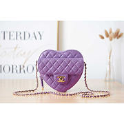 Chanel Lambskin Heart Bag Large Purple 18x16.5x6.5cm - 1