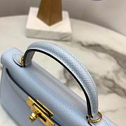 Hermes Kelly Epsom Blue Gold 19cm - 3